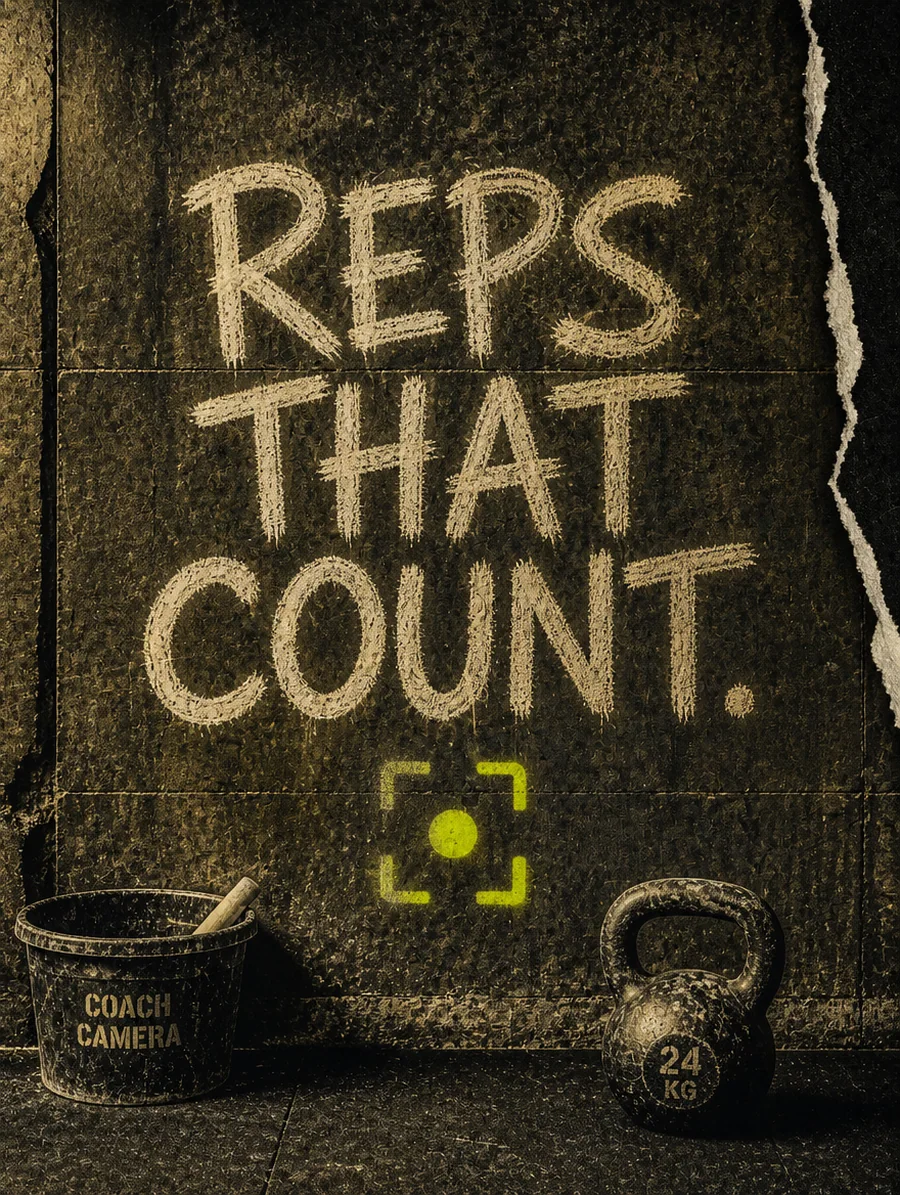 Poster: REPS THAT COUNT in chalk on concrete